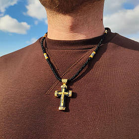 Срібний хрест з ебеновим деревом Meridian 925 проби з позолотою Кр05е без шнурка