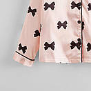 Дитяча сатинова піжама для дівчинки з бантиками рожевий комплект для сну 150см, фото 7