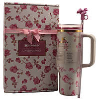 Термос термочашка Stanley Quencher H2.0 Tumbler з нержавіючої сталі 1,18 л Ribbon Roza KT6007856 solve