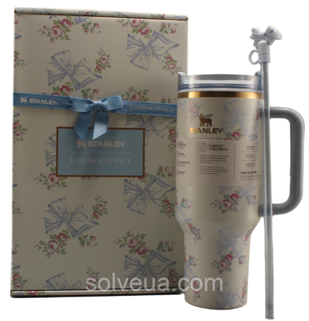 Термос термочашка Stanley Quencher H2.0 Tumbler з нержавіючої сталі 1,18 л Roza Beaux Blue KT6007857 solve, фото 1