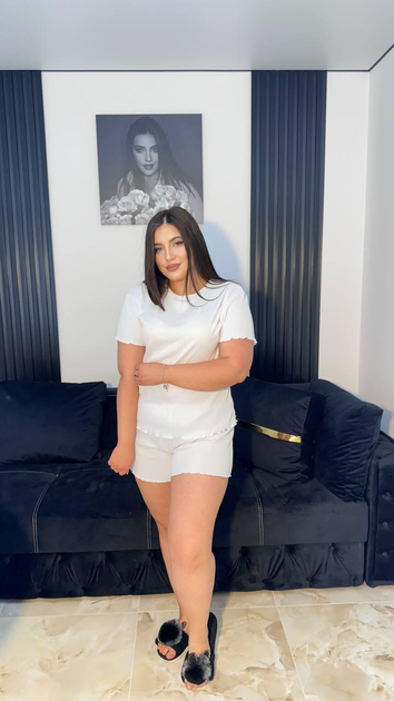 Жіноча піжама шорти і футболка в рубсик з бавовни PAPLYK 0053, фото 1