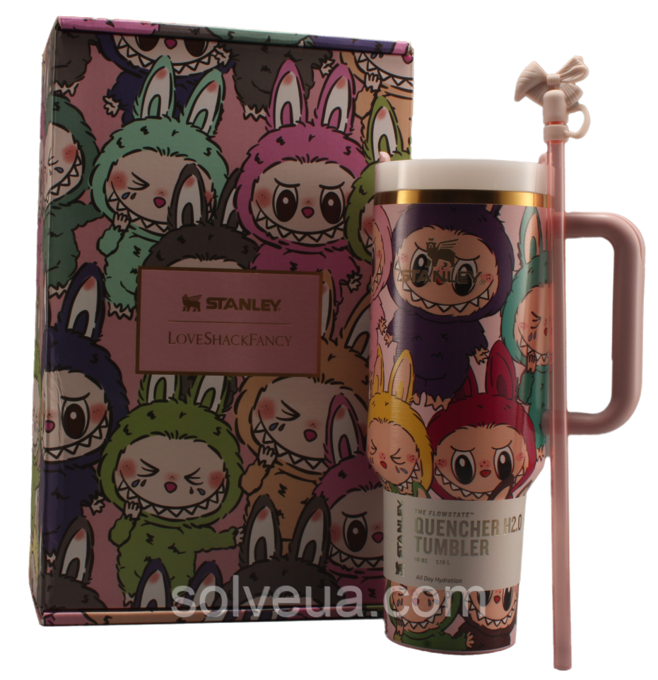 Термос термочашка Stanley Quencher H2.0 Tumbler з нержавіючої сталі 1,18 л Labubu Colorful KT6007868 solve, фото 1