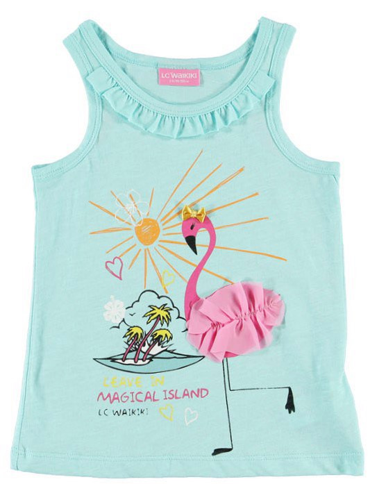 Майка для дівчинки LC Waikiki блакитного кольору з фламінго
