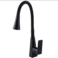 Змішувач для кухні з гнучким душем чорного кольору з гнучким виливом, кран для мийки з функцією душ dio99
