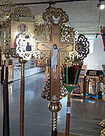 Запрестольний хрест із нержавійки (булат) для храму 83×52 см