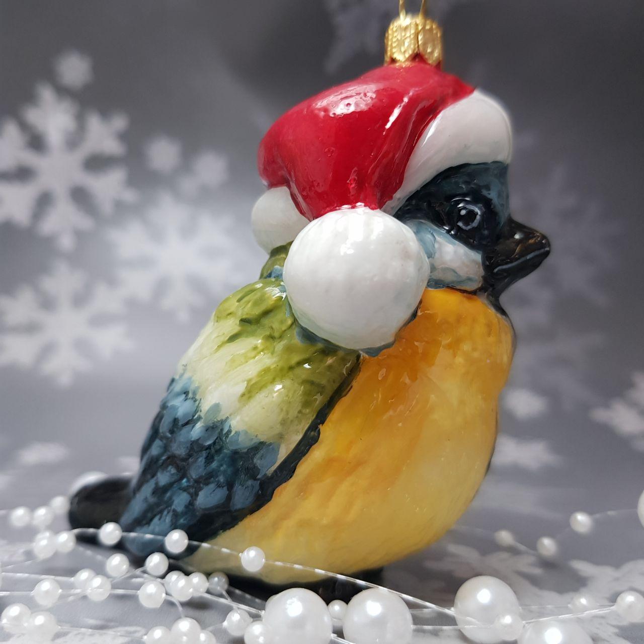 Скляна ялинкова іграшка пташка Komozja