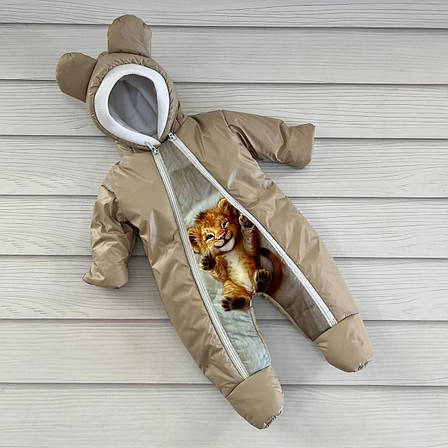 Дитячий теплий чоловічок комбінезон осінь весна зима 0-3 міс 56-62 розмір, фото 1