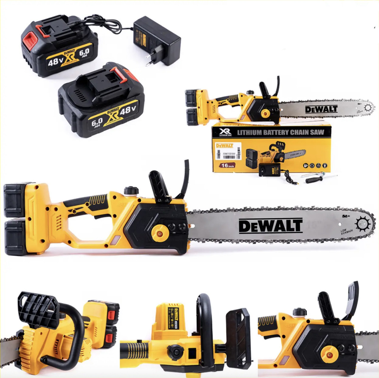 DeWalt 48 В — акумуляторна безщіткова ланцюгова пилка, шина 40 см, 2 АКБ 6Ah, XPT захист, фото 1