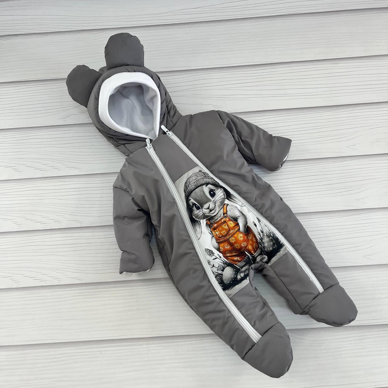 Дитячий теплий чоловічок комбінезон осінь весна зима 0-3 міс 56-62 розмір