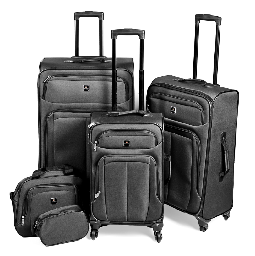 Набір дорожніх валізок текстиль 3 шт. + сумка й органайзер TAG R30948-Grey, фото 1