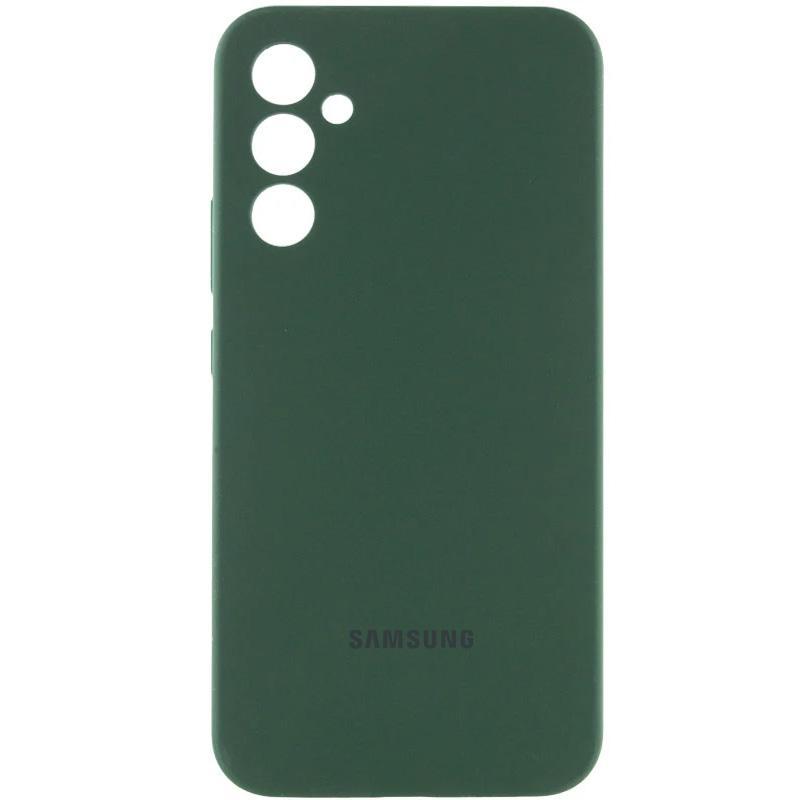 Чохол Silicone Cover Lakshmi Full Camera (AA) для Samsung Galaxy A35 | Мікрофібра Зелений / Dark green, фото 1