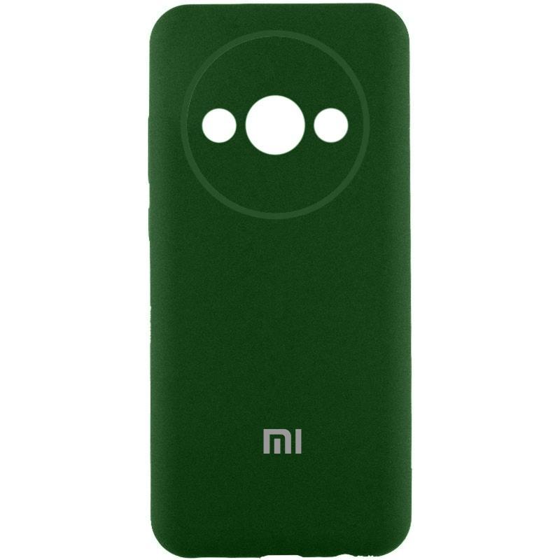 Чохол Silicone Cover Lakshmi Full Camera (AA) для Xiaomi Redmi A3 | Мікрофібра Зелений / Dark green, фото 1