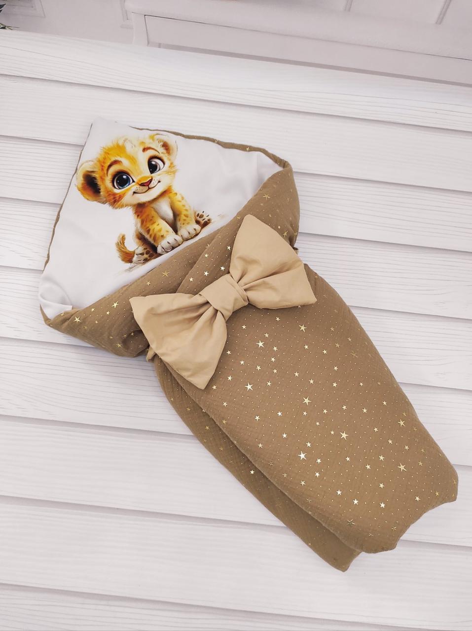 Дитячий літній мусліновий конверт на виписку конверт-ковдра ВЕСНА ЛІТО