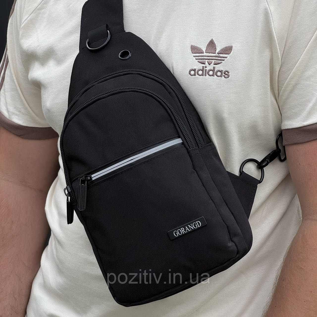 Сумка-слінг через плече чоловіча тканина, фото 1