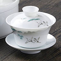 Гайван порцелянова біла з розписом Політ Журавлей 130 мл