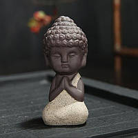 Чайна фігурка маленький Будда 8.5 см х 4 см фіолетова глина, ручна робота