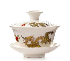 Гайвань традиційна порцелянова кунг-фу 120 мл золотий дракон