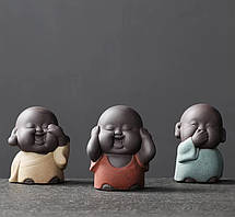 Креативний набір 3 шт чайних фігурок Kung Fu маленький ченець 6 см
