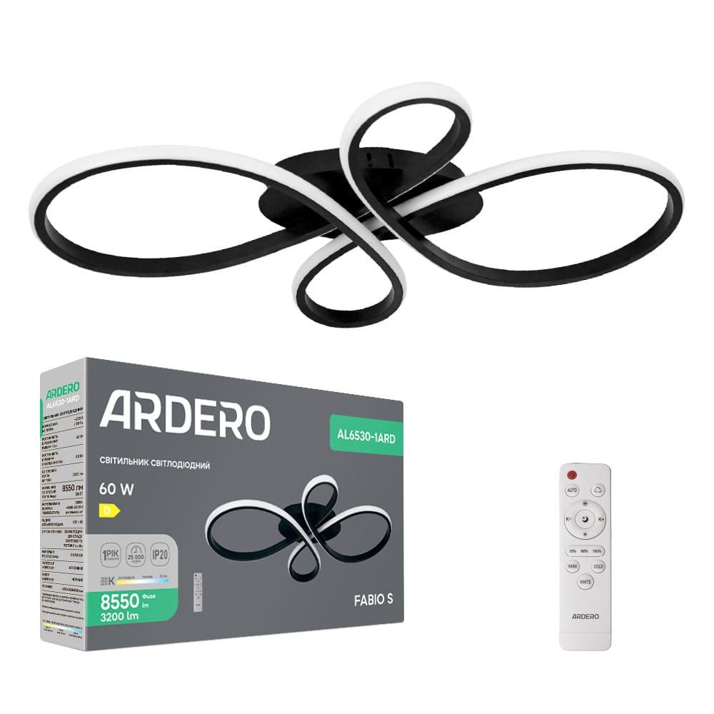 Світлодіодна люстра з пультом Ardero AL6530-1ARD FABIO S 60Вт чорний, фото 1