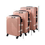 Дорожній набір туристичних валіз комплект 3 штуки рожевий Trizand 26663 Польща, фото 3