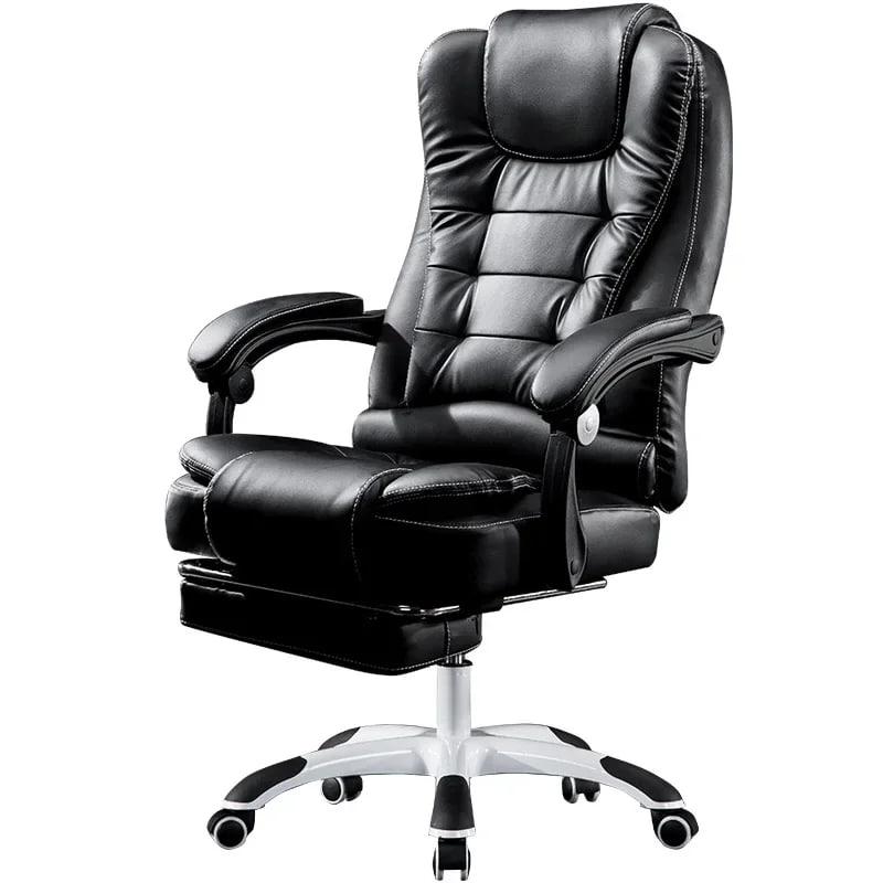 Офісне крісло Boss 23286 VIP з підніжкою, комп'ютерне крісло для дому та офісу, ергономічне, чорне, з підлокітниками і, фото 1