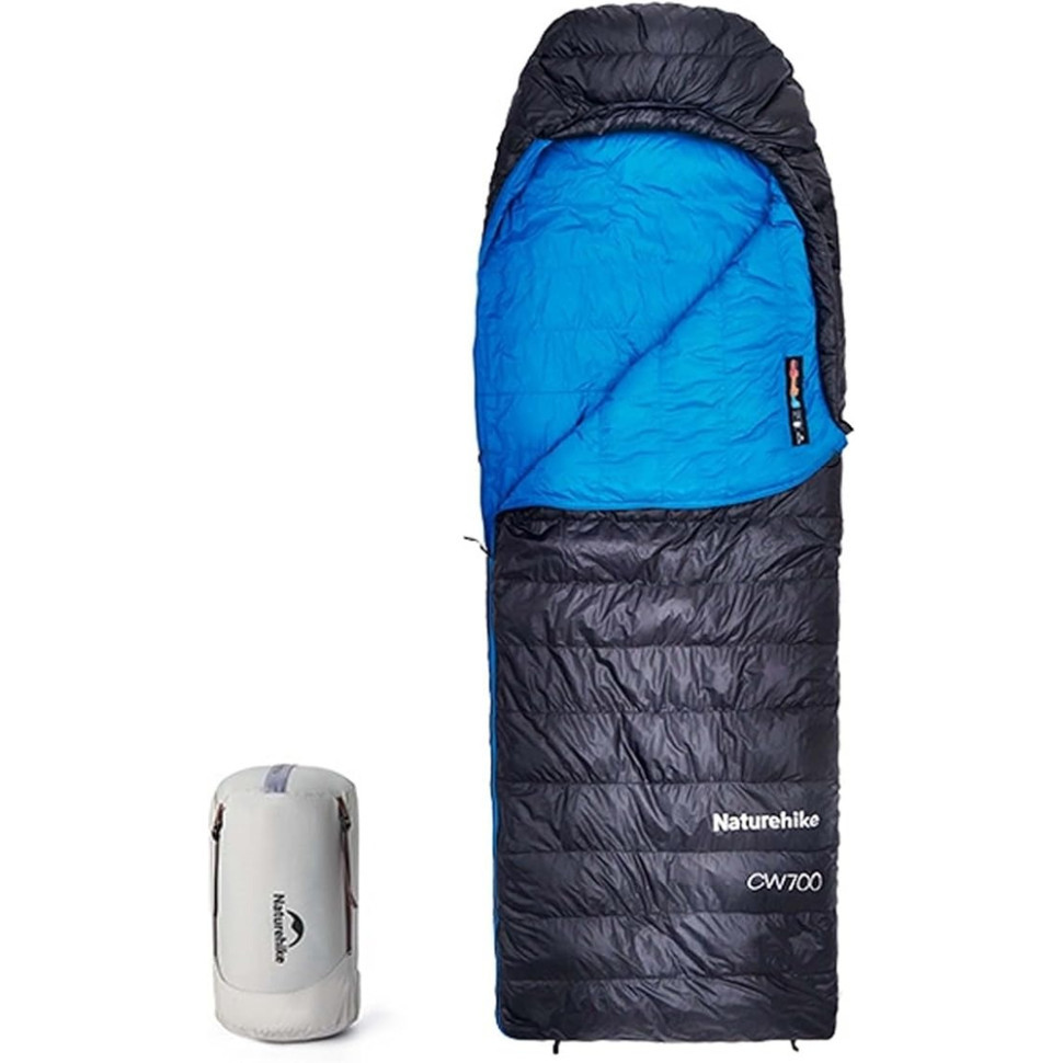 Спальник з натуральним пухом Naturehike CW700 CNK2450WS048, p-р M, чорно-блакитний, фото 1