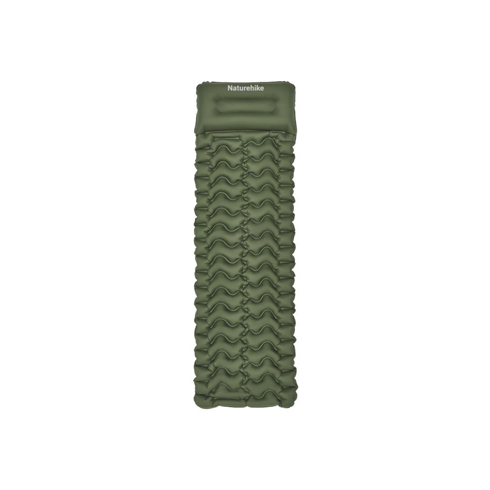 Матрац надувний одинарний Naturehike CNK2550WS019, 65 мм, із мішком для надування, зелений, фото 1