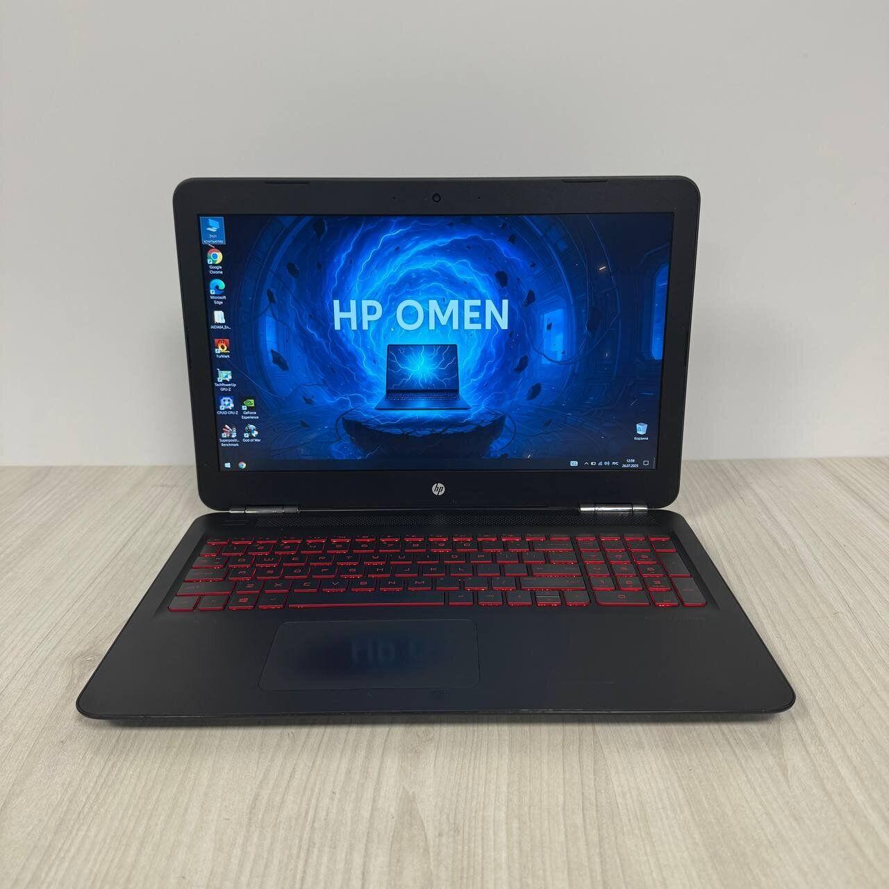 Б/в Ігровий ноутбук Б-клас HP Omen 15-ax243dx 15.6" 1920x1080| i7-7700HQ| 8GB RAM| 256GB SSD NVMe| GTX 1050 4GB
