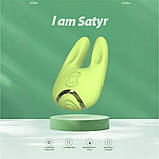 Двосторонній вібратор для клітора Chisa Kissen Satyr з вібрацією та пульсацією, зелений, фото 5