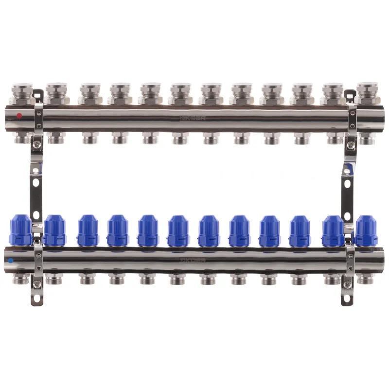 Колекторний блок з термостатичними клапанами Koer KR.1100-12 1"x12 (для теплої підлоги, Чехія, KR2638)