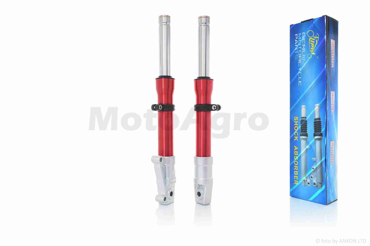 Амортизатори передні (пір'я) на скутер хонда діо ZX диск гідравліка шток d27 "LIPAI" (червоні) AT-5160, фото 1