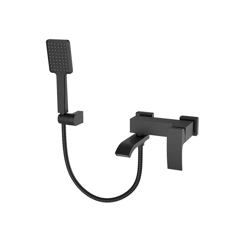 Змішувач для ванни Koer KB-41007-05 (KR3455), латунний, одноручний, чорний, з коротким виливом, з шлангом і лійкою для душу