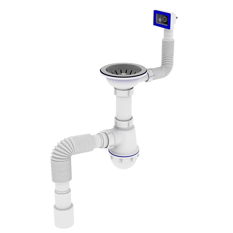 Сифон для кухні Zerix SK-02-A 3 1/2"x40 з різьбовим випуском та гнучким прямокутним переливом