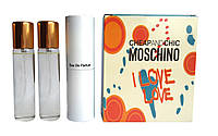 Мини парфюм Moschino Cheap and Chic I Love Love (Москино Чип энд Чик Ай Лав Лав) + 2 запаски, 3*15 мл.