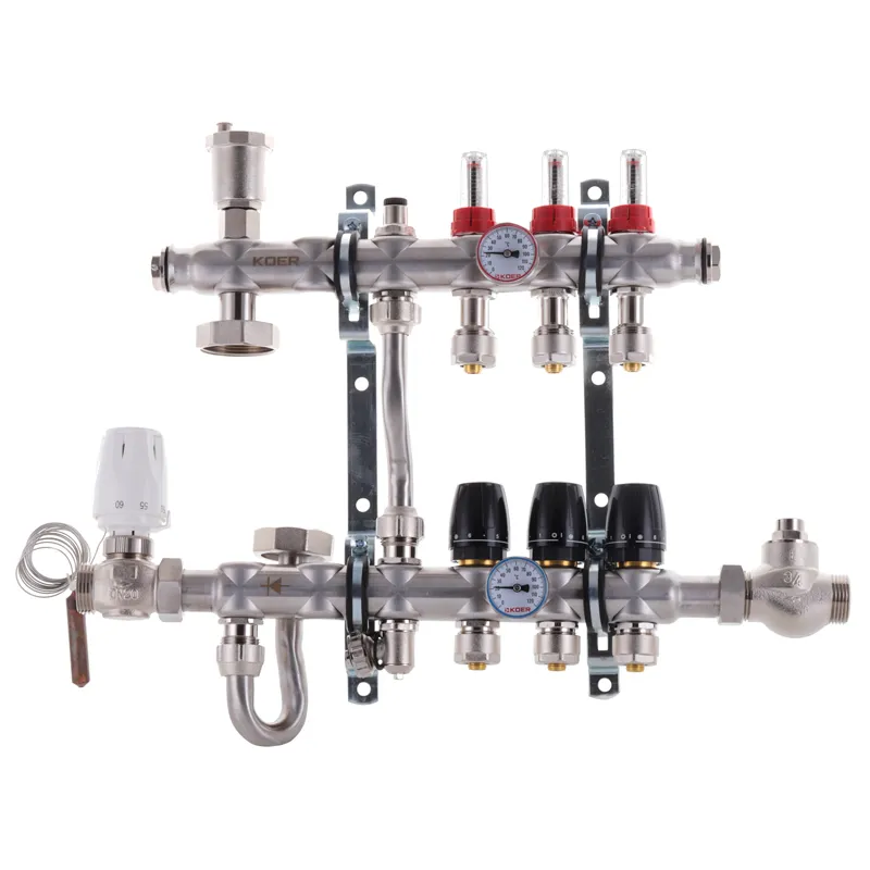 Колектор Koer KR.S1011-3 з вбудованим змішувальним вузлом, 1"x3, нержавіюча сталь SUS304 (KR2926)