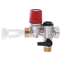 Група безпеки бойлера Koer KR.106 – 1/2", латунь, без сифона, 7 бар, кутова (KR2914)