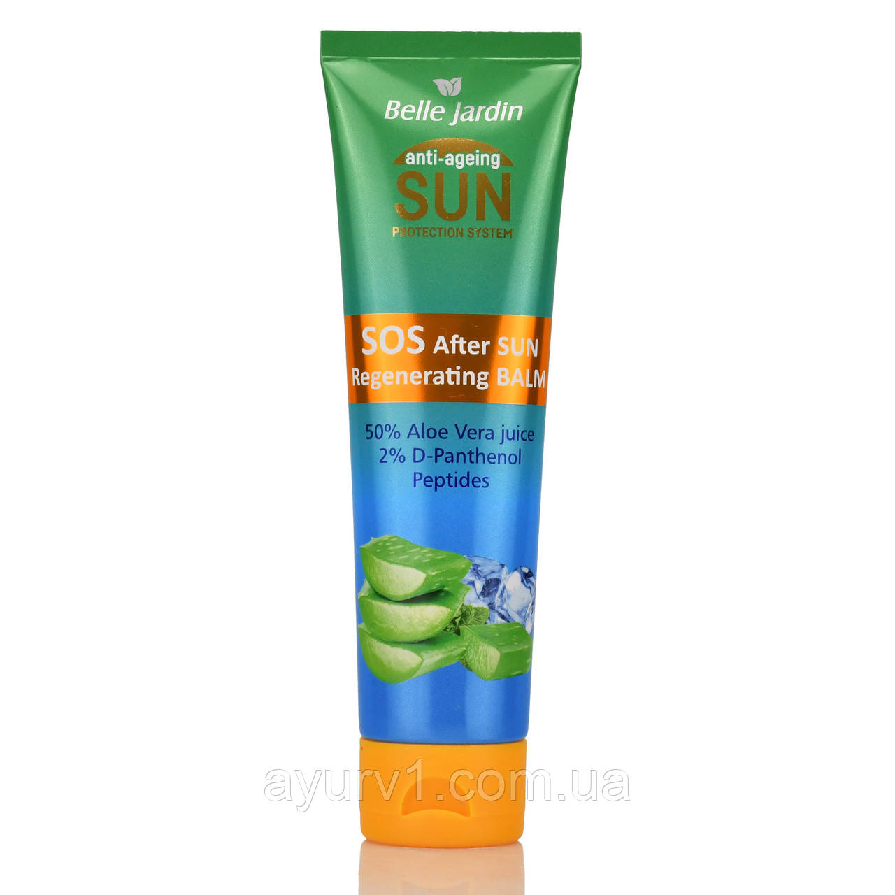 Бальзам після засмаги з алое, пантенолом і пептидами Belle Jardin, Anti-ageing, Aloe Vera, SOS After Sun, 100ml