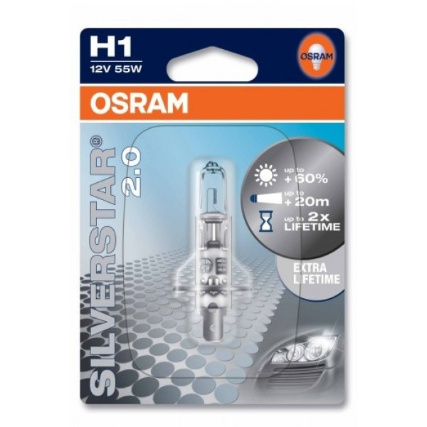 Галогенова лампа OSRAM H1 64150SV2-01B 55W 12V P14.5S 10X1 Blister, фото 1