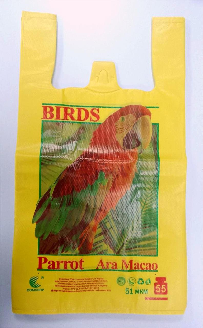 Пакет майка 30*55 Папуга 51мкм 100шт/уп