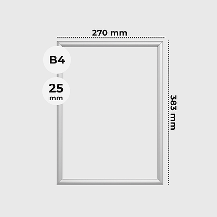Рамка для плаката формату B4 з 25-мм профілю з клік системою, фото 1