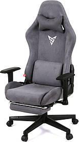 Ігрове крісло АКЛАС Герць RL Сіре (тканина бархат) - для дому та офісу, з підлокітниками