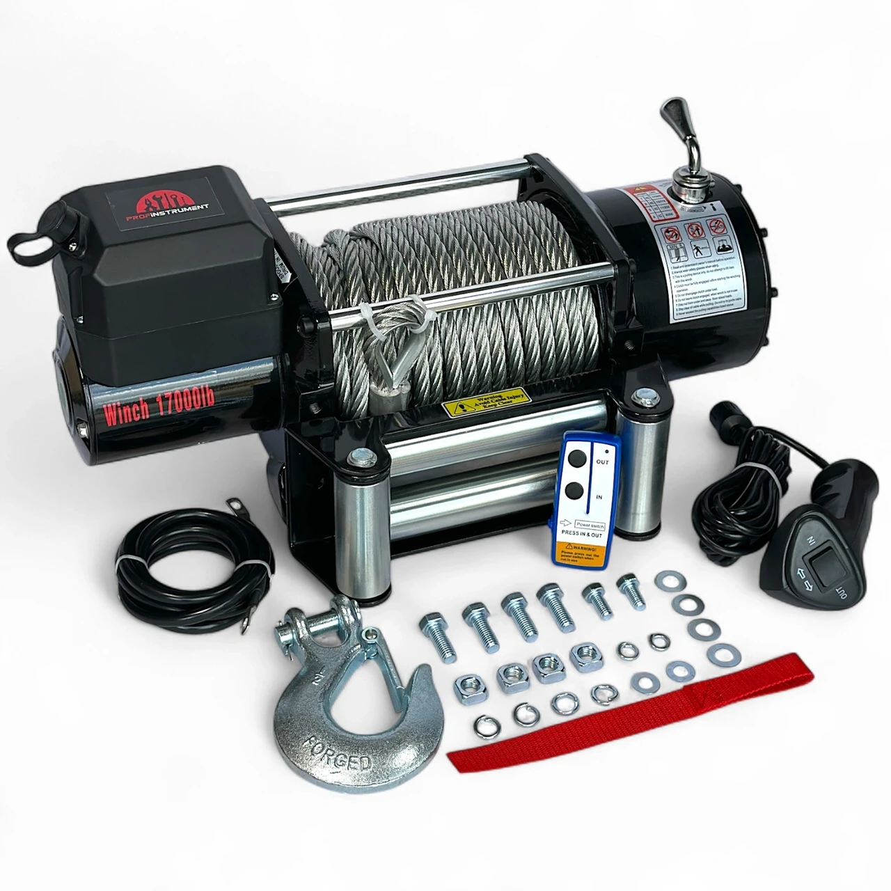 Електрична лебідка для евакуатора  Profinstrument 17000Lbs  24 В ( 7727 кг), фото 1