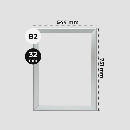 Рамка для плаката формату B2 з 32-мм профілю з клік системою, фото 1