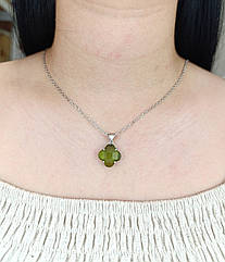 Срібне кольє з султанітом "Конюшина" ЯКЛВ/б-слт