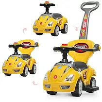 Каталка-толокар 2в1 Bambi M 4205-6 з батьківською ручкою, підставкою для ніг, світлом та звуком