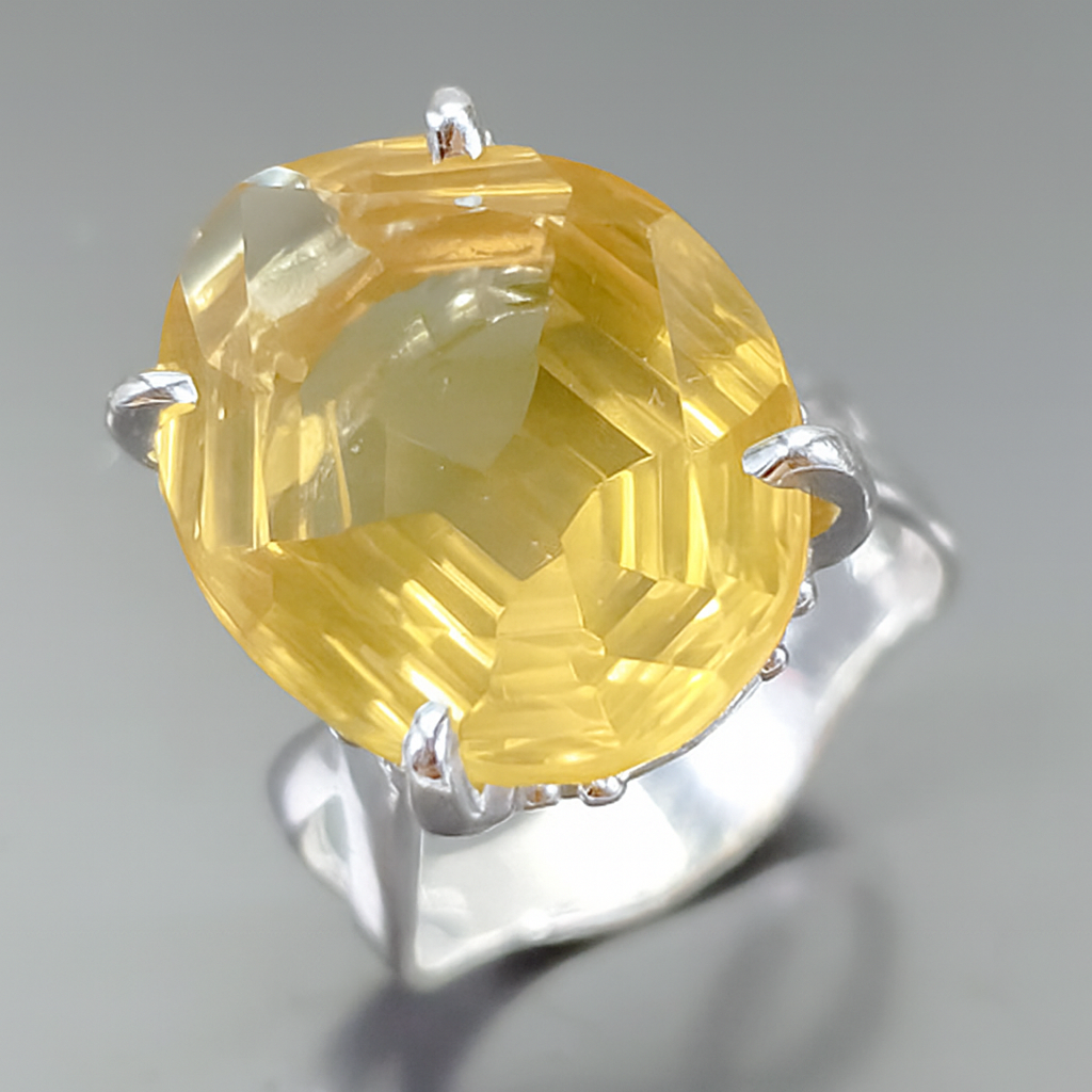 Цитрин лимонний срібна каблучка, 0520ЛЦ, фото 1