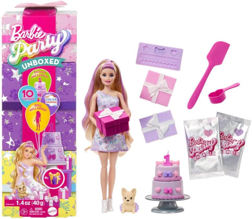 Лялька Barbie Party Unboxed JFG68 — Вечірка-сюрприз з 10 подарунками!, фото 1