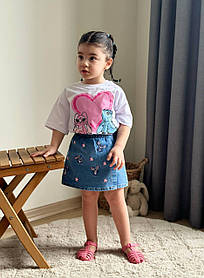 Костюм для дівчинки Boyboy з принтом Стіча, футболка та спідниця-шорти з вишивкою, зріст 104 см
