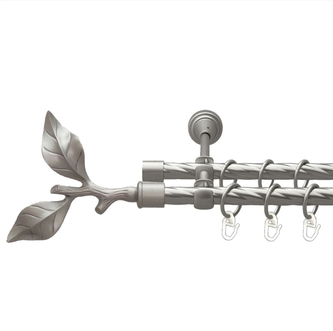 Карниз кований для штор подвійний сатин Лист Розы 16мм діаметр твістер комплект, фото 1