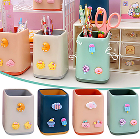 Пластиковий стакан підставка для ручок та олівців одинарний, в асортименті